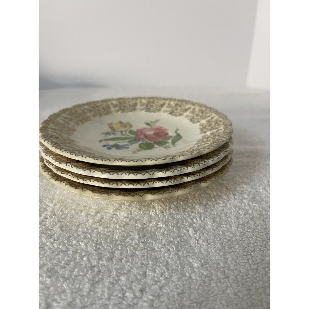 VINTAGE FAIRBANKS WARD SHARON 22 K.GOLD PLATE 5 3/4”saucer PLATE FLORAL